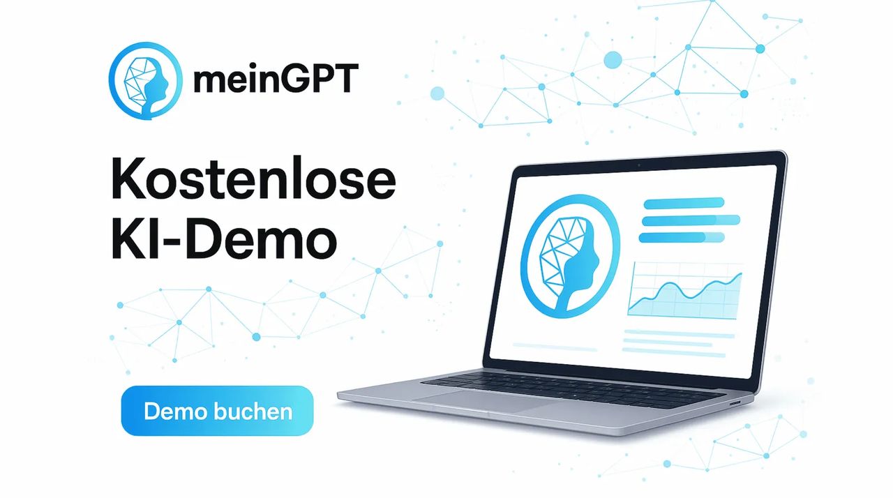 Illustration welche die KI-Plattform MeinGPT anzeigt für eine Demo Buchung