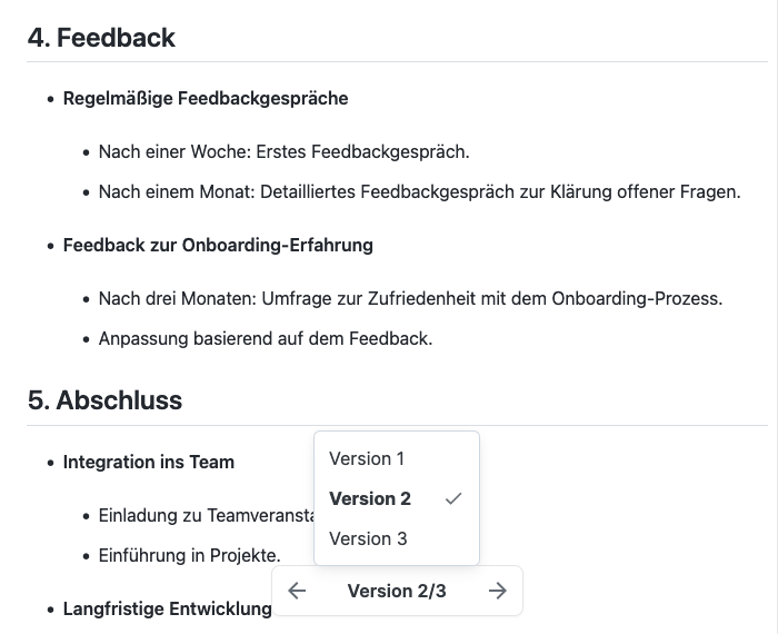 Versionenverwaltung eines Artifacts