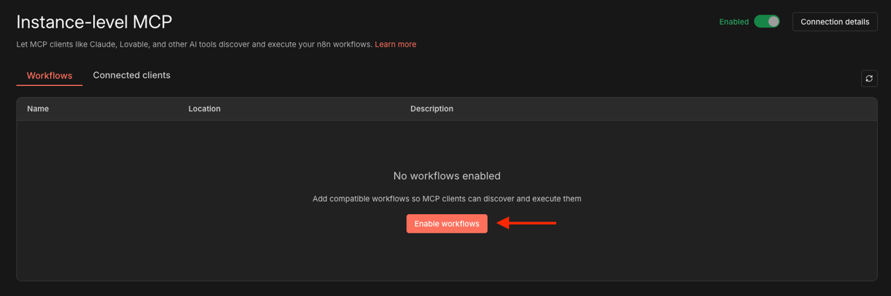 Schritt 1: Workflow-MCP-Zugang aktivieren
