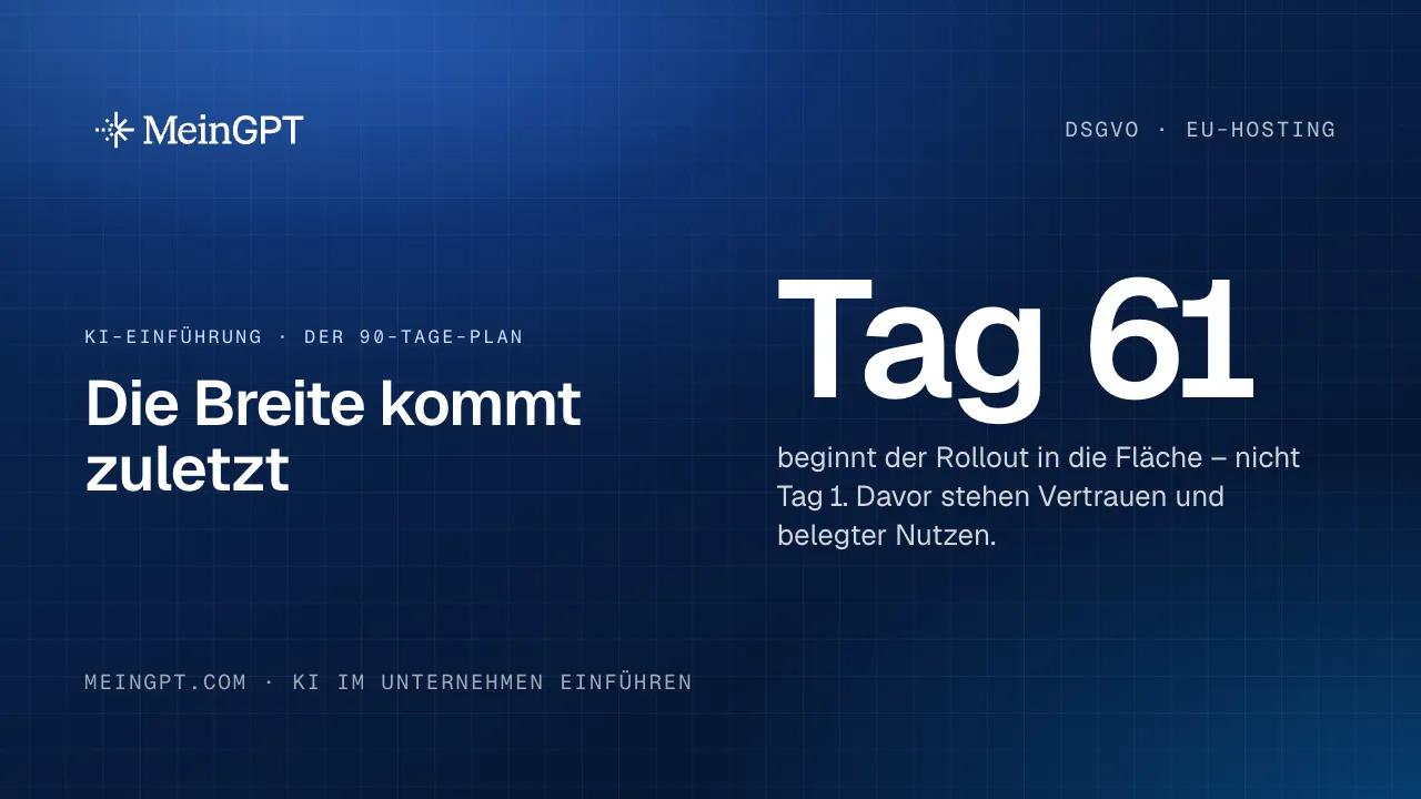 Der 90-Tage-Plan in drei Phasen: Vertrauen ab Tag 1, Nutzen ab Tag 31, Breite erst ab Tag 61